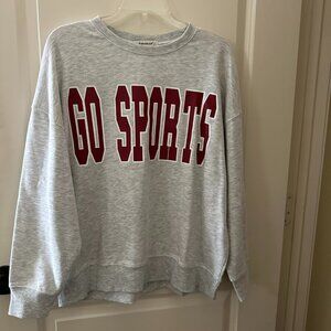 Francesca’s GO SPORTS Oversized Sweatshirt | Gray | Size M | New With Tags